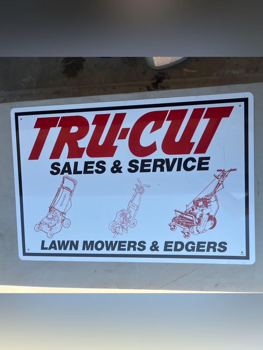 TRU-CUT Sales & Service Sign - Red and Black Graphic 2’x3’